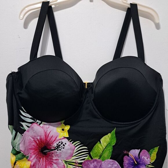 Swimsuit For All Plus Size Underwire Floral One-Piece Swimsuit Size 26 Black NWT - Picture 7 of 15